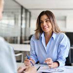 hr professional talking to employee