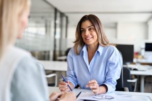 hr professional talking to employee