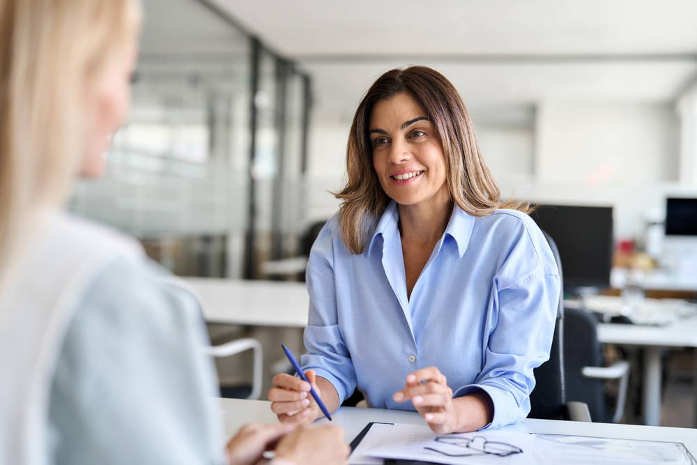 hr professional talking to employee