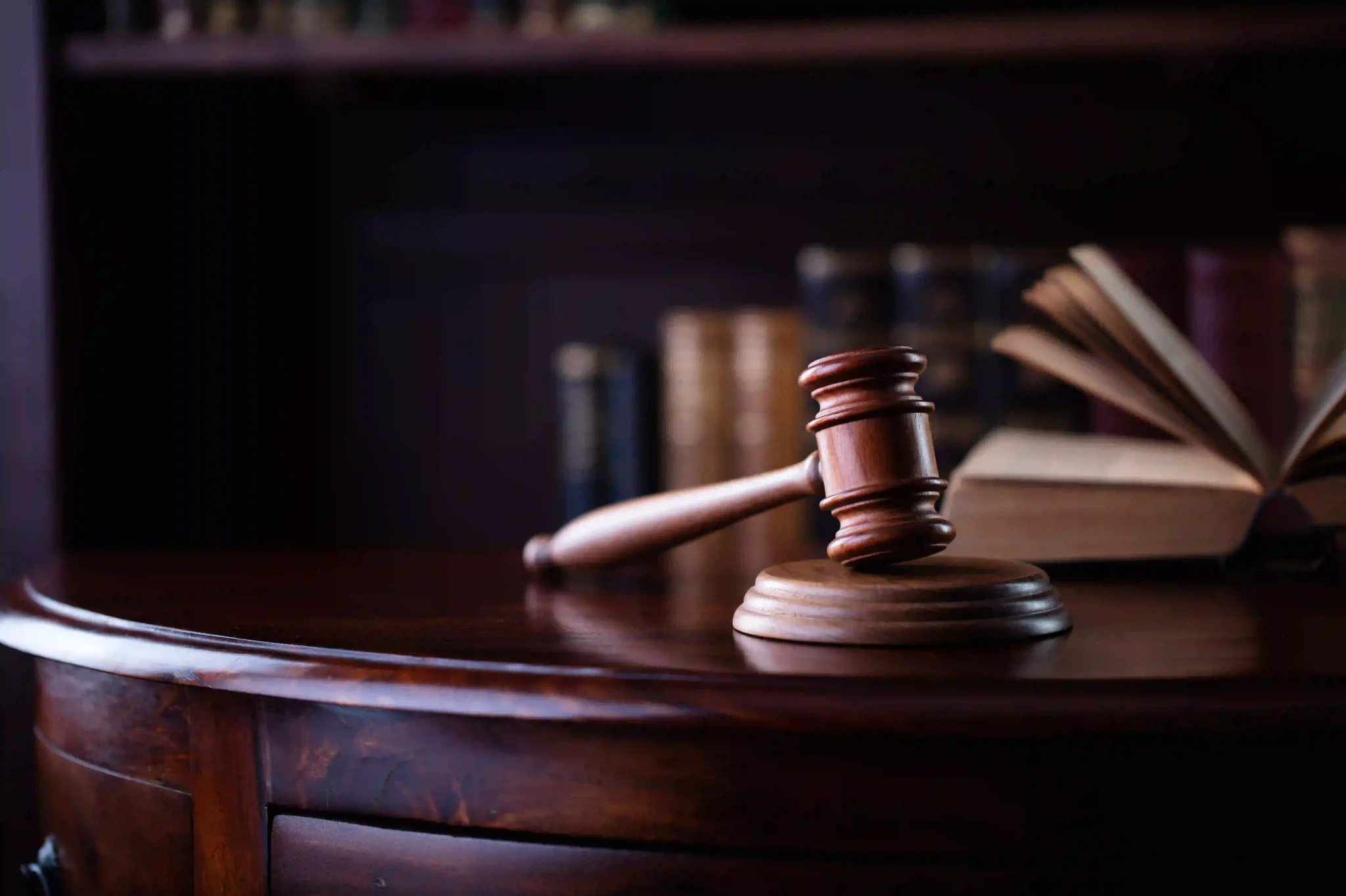 udges gavel on wooden desk. Law firm concept.